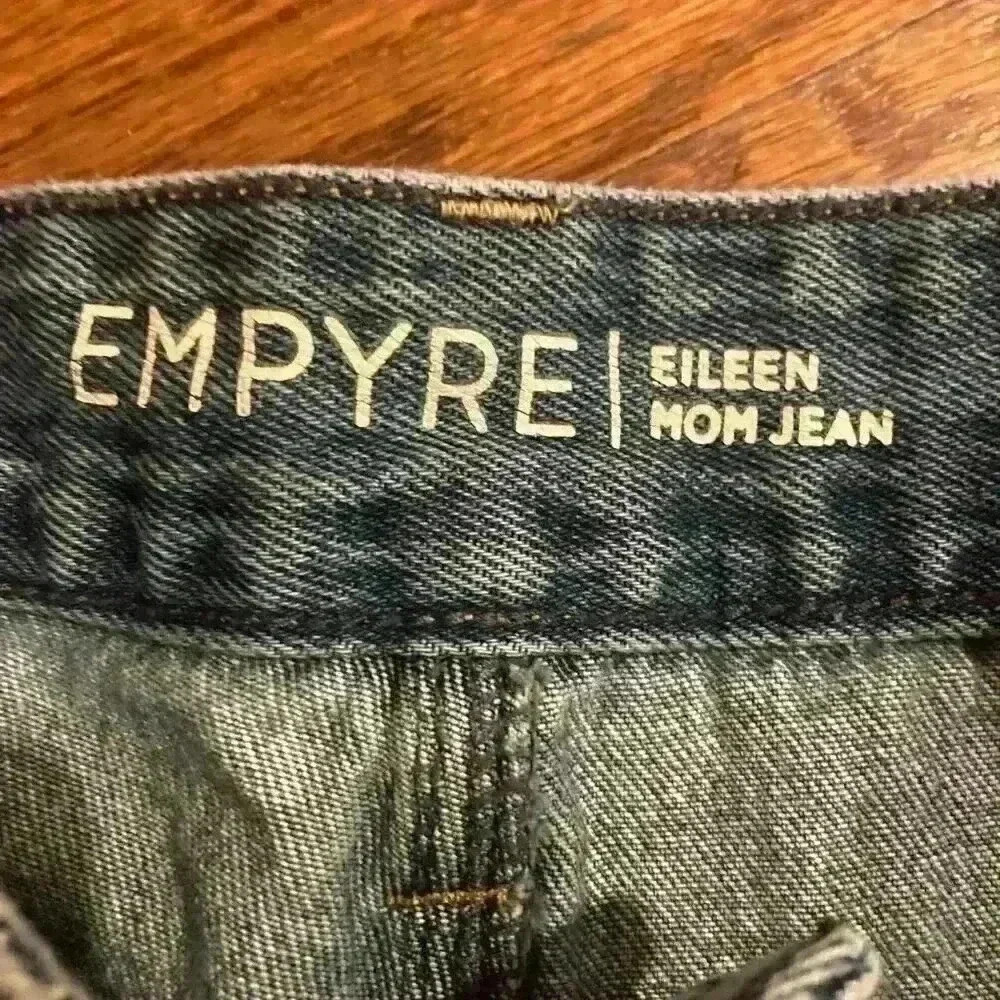 Empyre Eileen Checkered Striped Medium Wash Mom Jeans Size 0 Zumiez Distressed - Picture 9 of 15